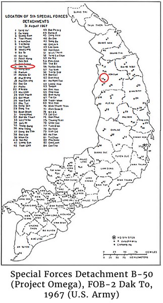 Map of Special Forces Detachment B-50 (Project Omega), FOB-2 Dak To, 1967 (U.S. Army)